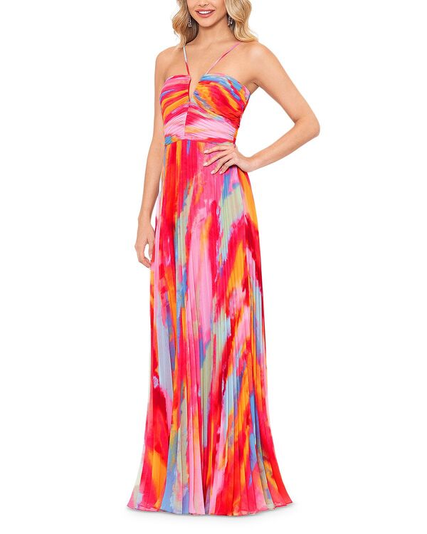 アクア レディース トップス ワンピース プリーツ AQUA Pleated Gown - Exclusive Fuschia/Multi フューシャ