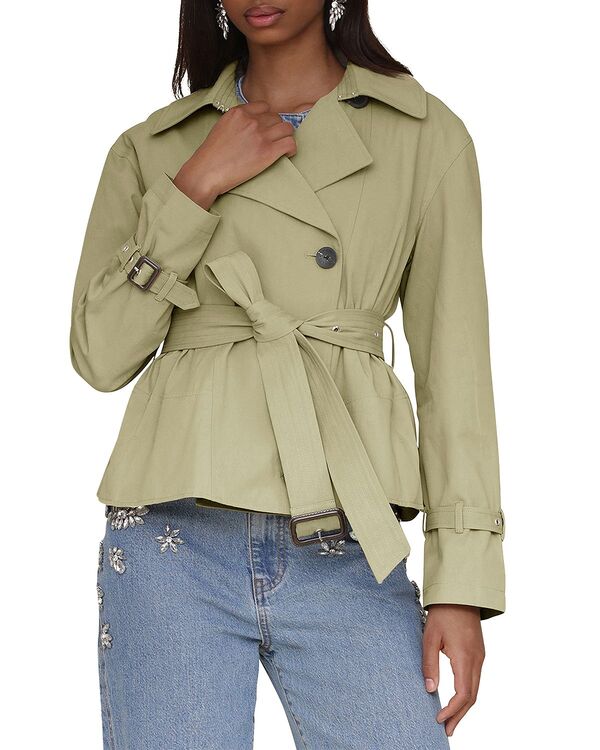 アヴェックレフィーユ レディース アウター 厚地の外套 クロップド Avec Les Filles Cropped Belted Trench Coat Soft Sage サルヴィア