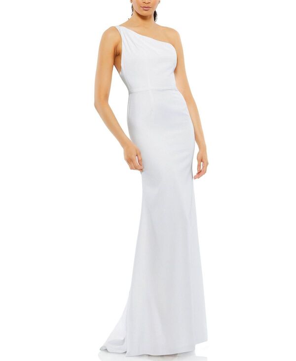 マックダガル レディース トップス ワンピース ジャージー Mac Duggal One Shoulder Jersey Mermaid Gown White ホワイト