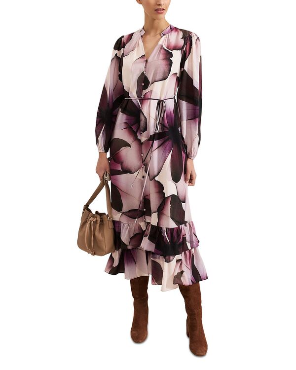 フェイズ・エイト レディース トップス ワンピース フラワー柄 プリント フラワー Phaseight Clarra Floral Print Dress Purple パープル