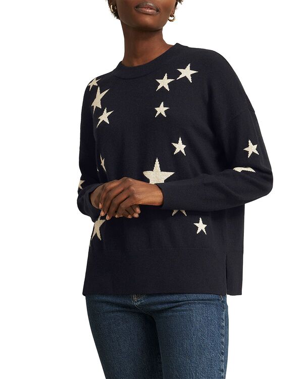ホッブスロンドン レディース アウター ニット・セーター クルーネック HOBBS LONDON Arnelle Star Crewneck Sweater Navy Silver ネイビー