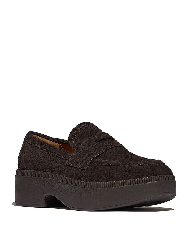 相応うフロップ レディース シューズ パンプス 置き目毛革 FitFlop Women\u0027s Luma Demi Wedge Loafer Pumps Chocolate 黒茶