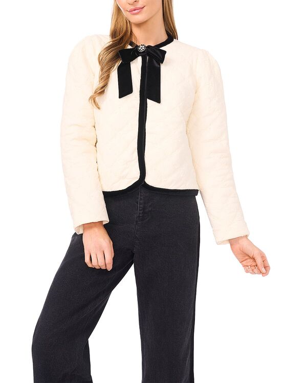 セセ レディース アウター ジャケット・ブルゾン キルティング CeCe Quilted Bow Trim Jacket New Ivory アイボリー 17,136円
