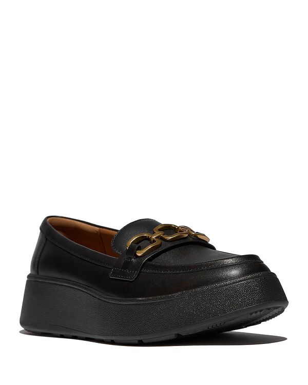 相応うフロップ レディース シューズ パンプス 置き目毛革 FitFlop Women\u0027s F-Mode Chain Loafer Flats Black 黒いこと