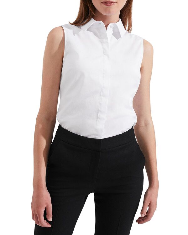 ホッブスロンドン レディース トップス シャツ ノースリーブ HOBBS LONDON Vic Sleevelesshirt White ホワイト｜ReVida 店