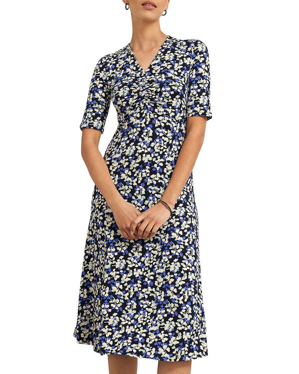 ホッブスロンドン レディース トップス ワンピース プリント ジャージー HOBBS LONDON Frankie Printed Jersey Dress Navy Multi ネイビー
