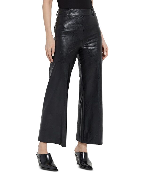 リジー レディース ボトムス カジュアルパンツ クロップド レザー フェイクレザー Lyss High Rise Faux Leather Cropped Pants Kohl Black ブラック