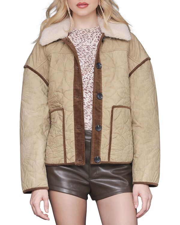 アヴェックレフィーユ レディース アウター ジャケット・ブルゾン キルティング コントラスト Avec Les Filles Contrastrim Quilted Jacket Vintage Khaki カーキ