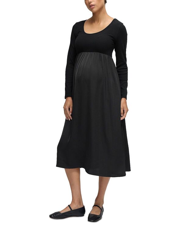 イングリッド&イザベル レディース トップス ワンピース マタニティ Ingrid & Isabel Mixed Media Maternity Dress Black ブラック