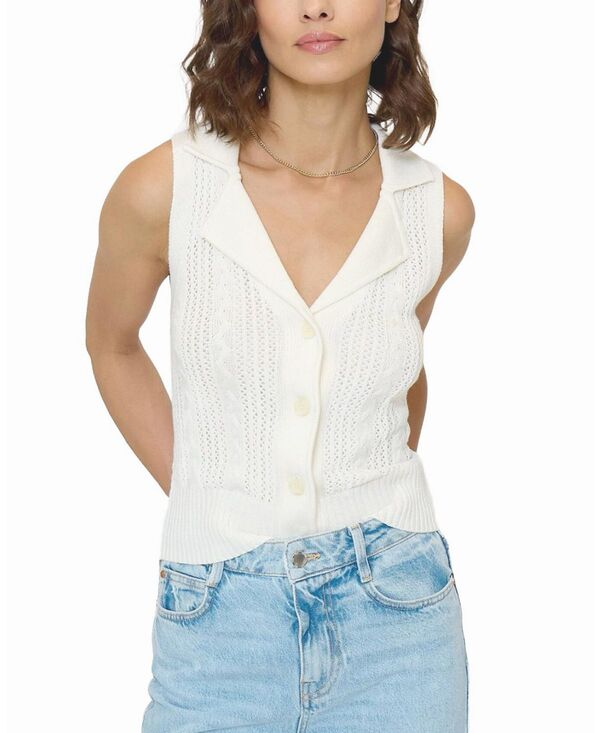 セントラルパークウェスト レディース アウター 限りない ノースリーブ Central Park West Women\u0027sienna Sleeveless Cable Vest White 白いこと