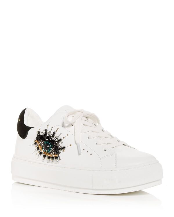 カートジェイガーロンドン レディース シューズ スニーカー プラットホーム KURT GEIGER LONDON Women\u0027s Laneyembellished Platform Low Top Sneakers White 白いこと