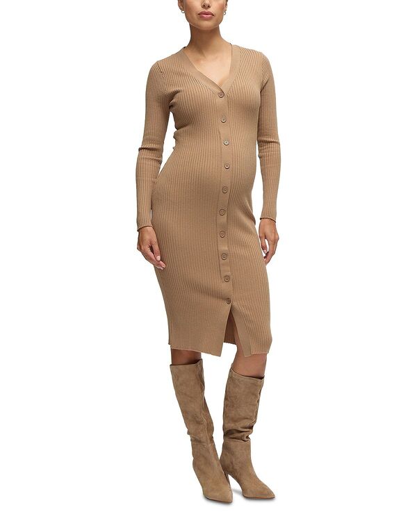 イングリッド&イザベル レディース アウター ニット・セーター マタニティ Ingrid & Isabel Button Front Sweater Maternity Dress Taupe トープ