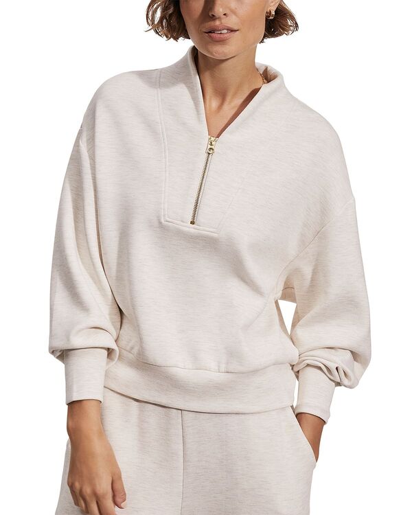 バーレイ レディース アウター パーカー・スウェット ハーフジップ シャツ Varley Davidson Half Zip Sweatshirt Ivory Marl アイボリー