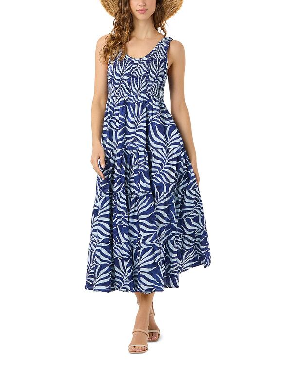 ティアールハワイ レディース トップス ワンピース シャーリング Tiare Hawaii Aquariusmockedress Batik Swaying Palms Navy ネイビー｜ReVida 店