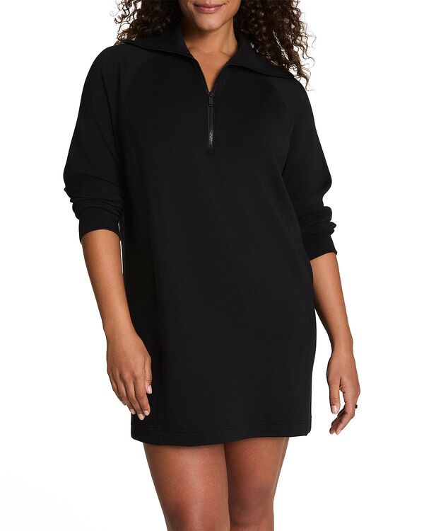 スパンク レディース トップス ワンピース ハーフジップ SPANX AirEssentials Half Zip Dress Very Black ブラック