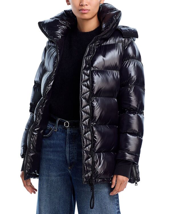アクア レディース アウター コート AQUA Mid Length Oversized Puffer Coat - Exclusive Jet