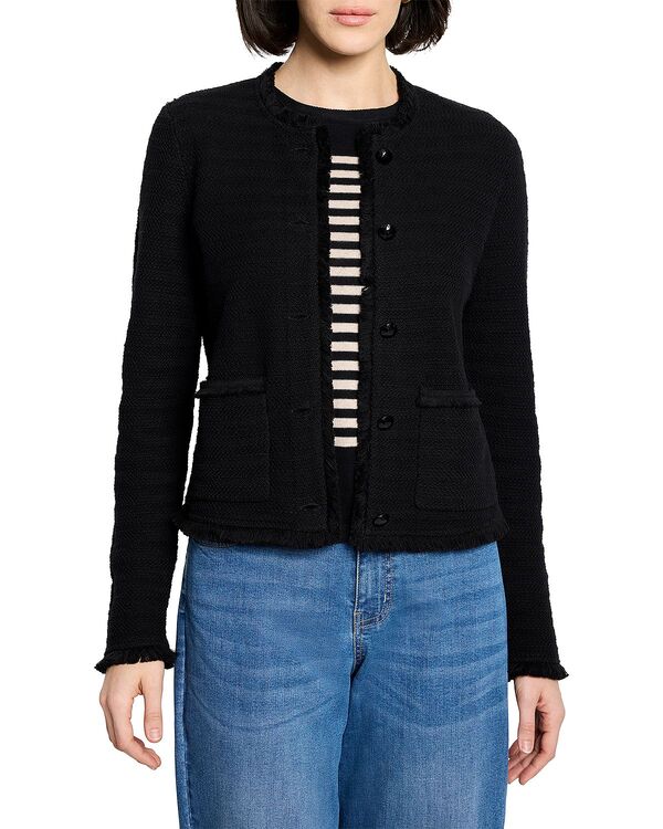 ニックプラスゾーイ レディース アウター ジャケット・ブルゾン ニット フリンジ NIC+ZOE Fringe Mix Knit Jacket Black Onyx ブラック