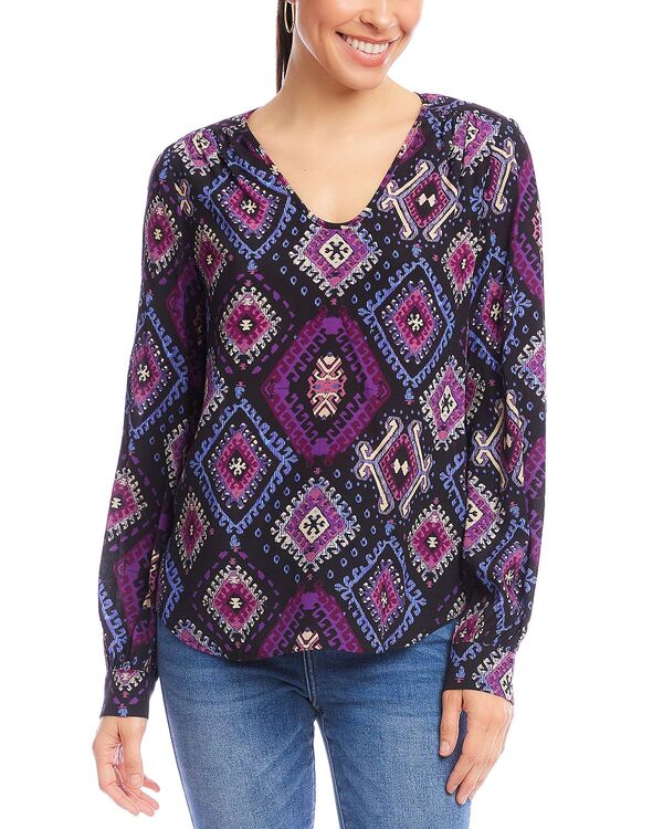 カレンケーン レディース トップス シャツ ブラウス Karen Kane Shirred Blouse Print