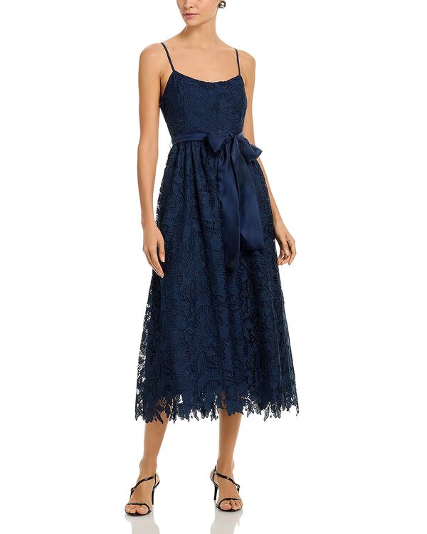 アクア レディース トップス ワンピース サテン レース AQUA Lace Satin Belt Dress - Exclusive Navy ネイビー