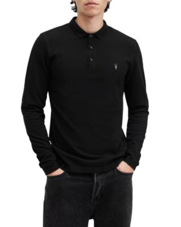 オールセインツ メンズ トップス ポロシャツ スリムフィット コットン ALLSAINTS Reform Cotton Slim Fit Polo Shirt Black ブラック