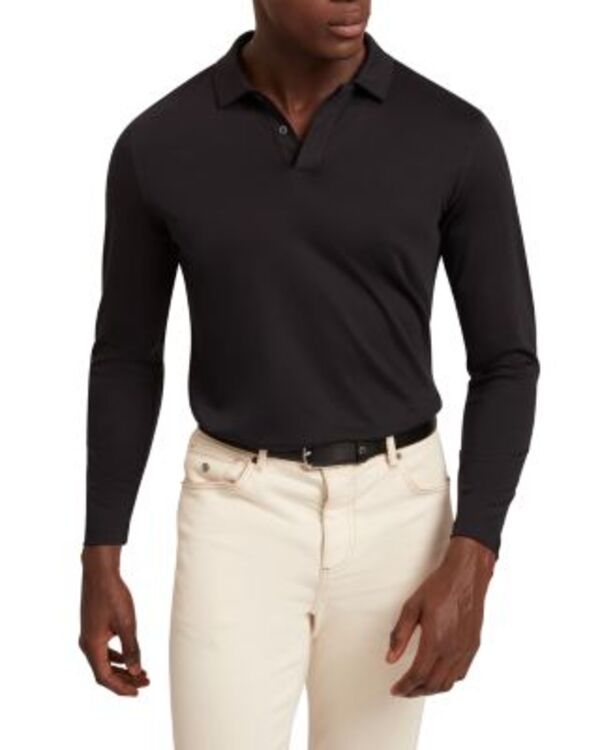 テッドベーカー メンズ トップス ポロシャツ コットン Ted Baker Ignac Long Sleeve Regular Softouch Cotton Polo Black ブラック