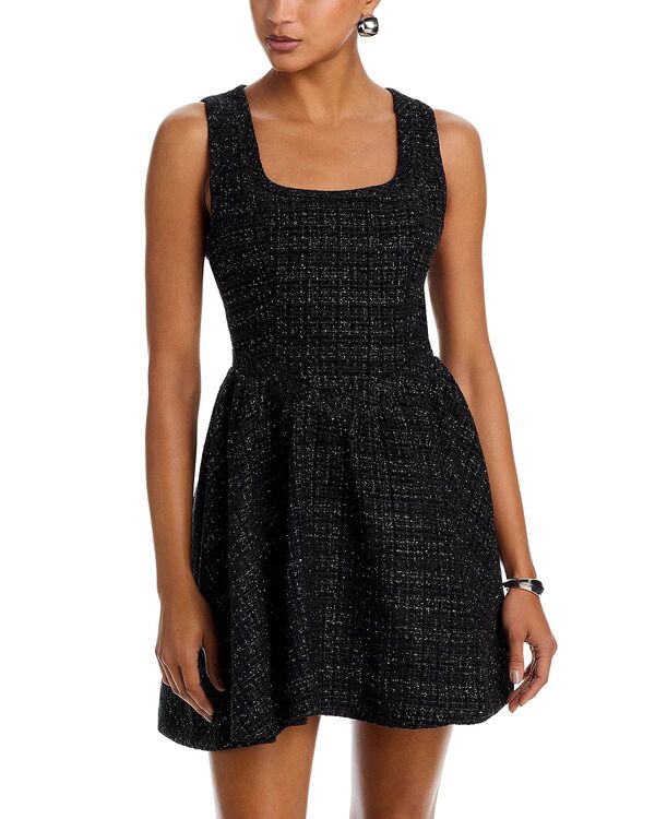 アクア レディース トップス ワンピース ミニ ツイード AQUA Tweed Mini Dress Black ブラック