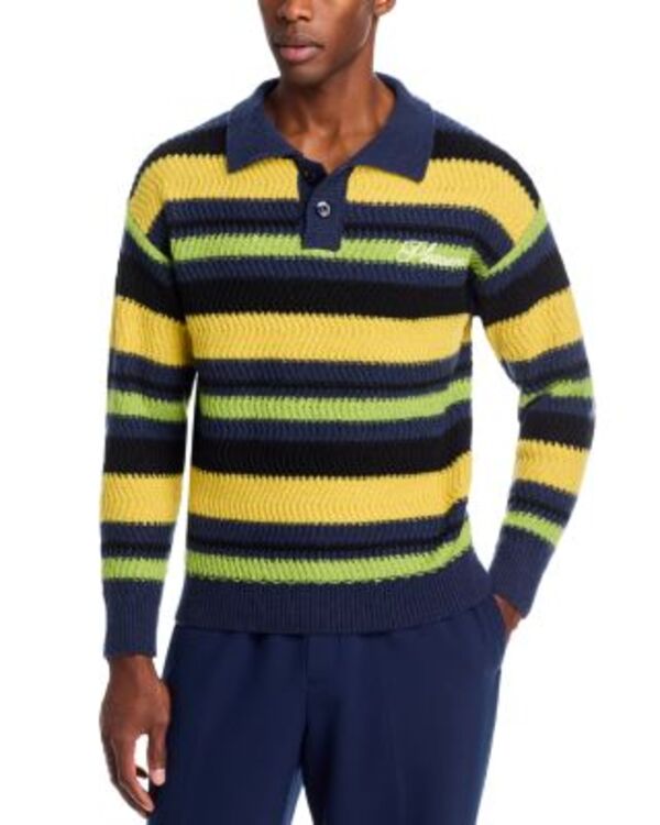 プレジャーズ メンズ アウター 編み物・スウェーター スポーツシャツ Pleasures Cooper Striped Polo Sweater Yellow 黄色