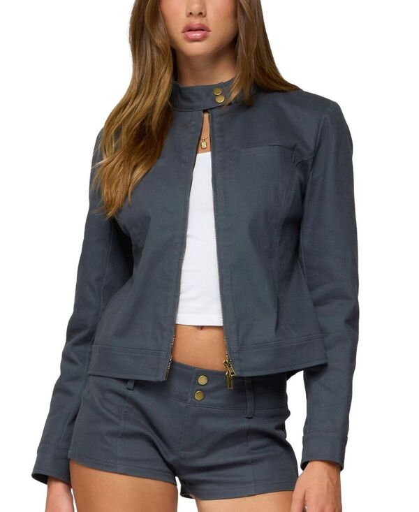 アディクテッド レディース アウター ジャケット・ブルゾン Edikted Kayra Moto Jacket Dark Gray グレー｜ReVida 店