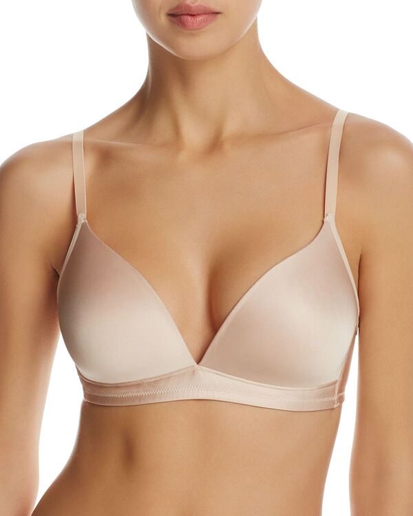 ハンロ レディース トップス Tシャツ サテン Hanro Satin Deluxe Soft Cup Wireless T-Shirt Bra Natural