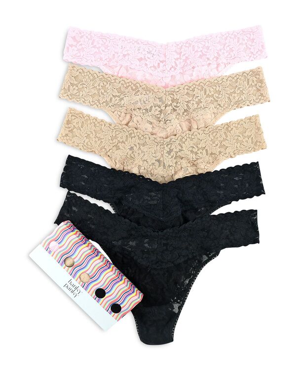 ハンキーパンキー レディース アンダー御召しもの ズボン下 Hanky Panky Original-Rise Thongset of 5 Black/Bliss Pink/Chai 黒いこと