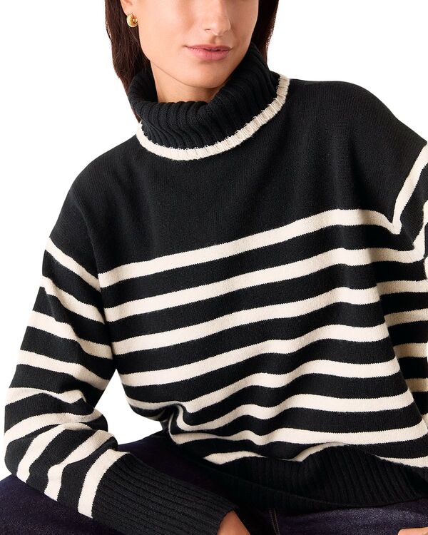 ホイッスルズ レディース アウター ニット・セーター ハイネック ウール Whistles High Neck Striped Wool Sweater Black/Multi ブラック