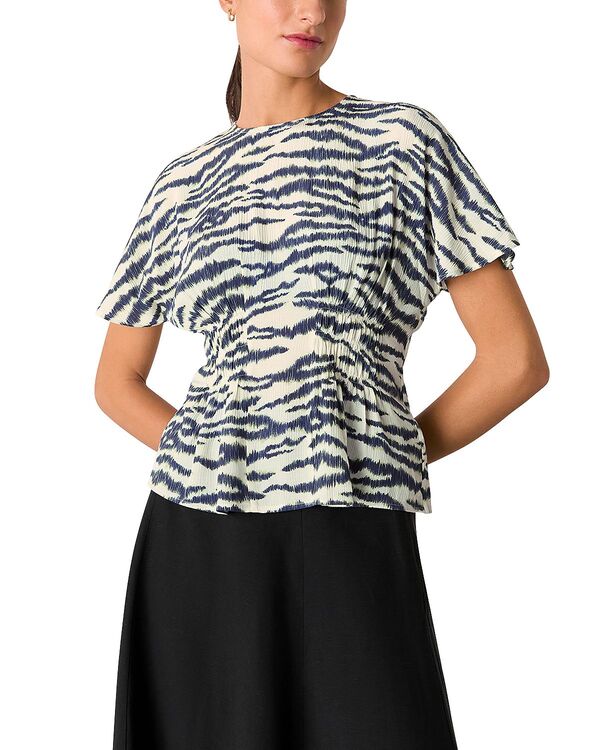 ホイッスルズ レディース トップス シャツ ブラウス Whistles Feathered Tiger Shirred Blouse Ivory/Multi アイボリー
