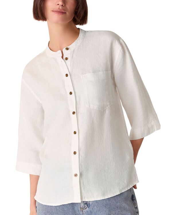 ホイッスルズ レディース トップス シャツ リネン Whistles Grandad Linen Shirt White ホワイト