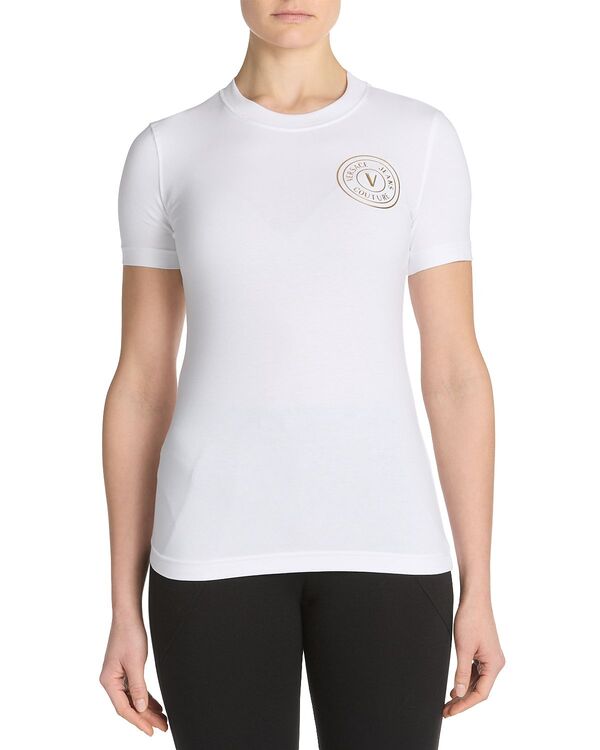 ヴェルサーチ レディース トップス プルオーバー ロゴタイプ Versace Jeans Couture Logo Tee White/Gold 白いこと