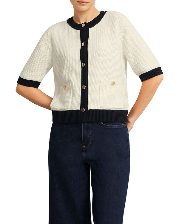 ホッブス英国の首都 レディース アウター ジレー HOBBS LONDON Emily Cardigan Ivory Navy 象牙色
