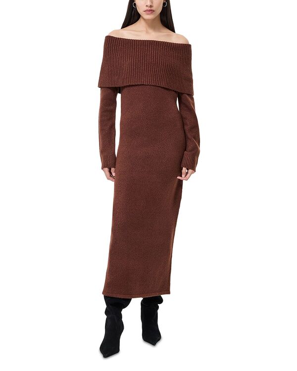 フレンチコネクション レディース トップス ワンピース ニット FRENCH CONNECTION Emilia Knit Off-the-Shoulder Dress Chocolate チョコレート