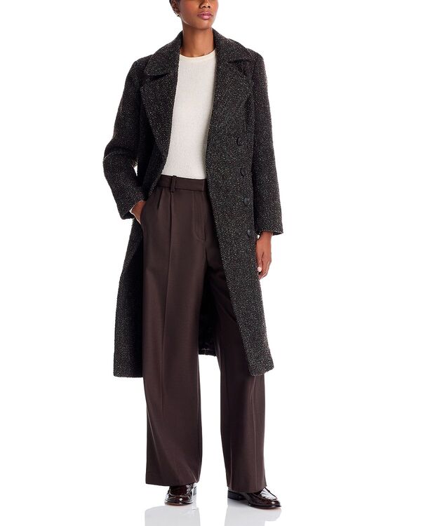ベルナルド レディース アウター 厚地の外套 ツィード Bernardo Belted Tweed Coat Brown 赤銅色