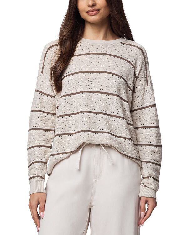 スプレンディット レディース アウター ニット・セーター Splendid Georgie Pointelle Stripe Sweater Pale Oak Heather ヘザー