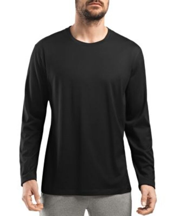 ハンロ メンズ トップス プルオーバー Hanro Night anday Long Sleeve Shirt Black 黒いこと トップス-メンズファッション
