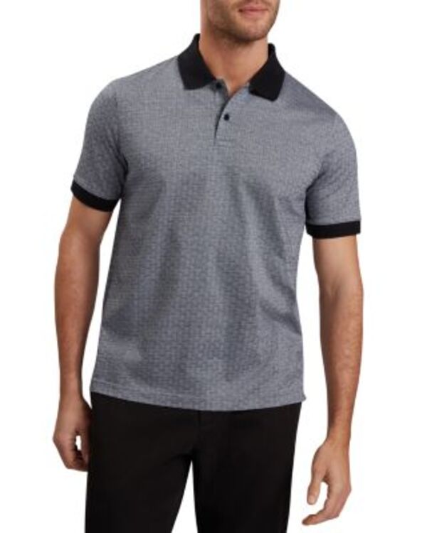 テッドベーカー メンズ トップス ポロシャツ Ted Baker Auguso Short Sleeve Regular Tonal Jacquard Polo Navy ネイビー