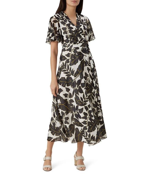 豪華 ホッブスロンドン レディース ワンピース トップス Maria Leaf Print Wrap Dress 100 Exclusive Navy Ivory 楽天カード分割 Homepageee Com