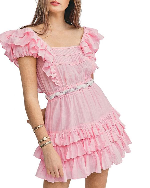 安い購入 ラブスハックファンシー レディース ワンピース トップス Ivoire Ruffled Mini Dress Pink Bloss 超美品 Www Ssipeople Com