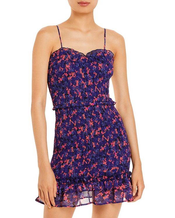 アクア レディース ワンピース トップス Smocked Mini Dress 100 Exclusive Blue Pink Painfreepainrelief Com