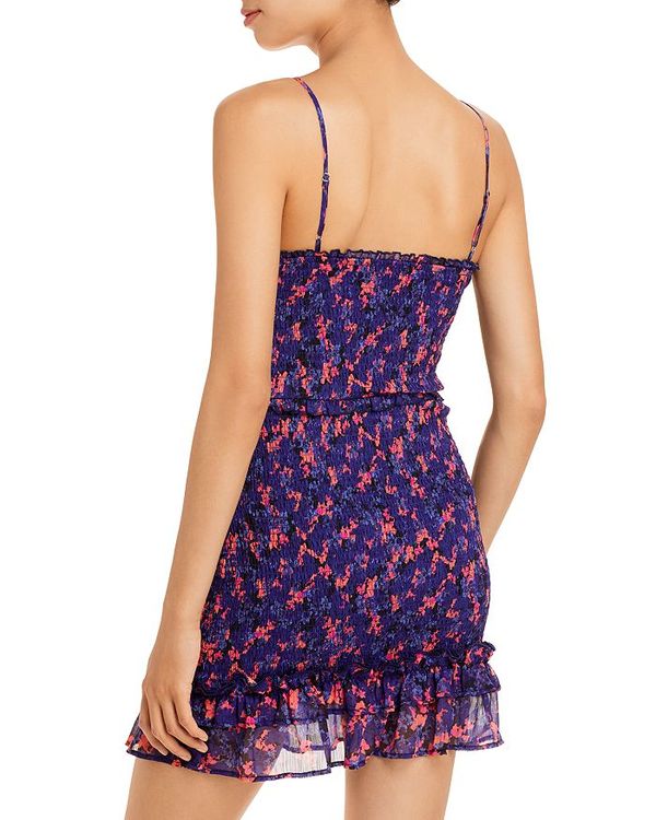 アクア レディース ワンピース トップス Smocked Mini Dress 100 Exclusive Blue Pink Painfreepainrelief Com