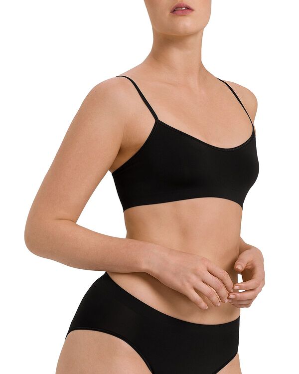 ハンロ レディース アンダーウェア ブラジャー Hanro Touch Feeling Spaghetti Crop Top Bralette Black ブラック