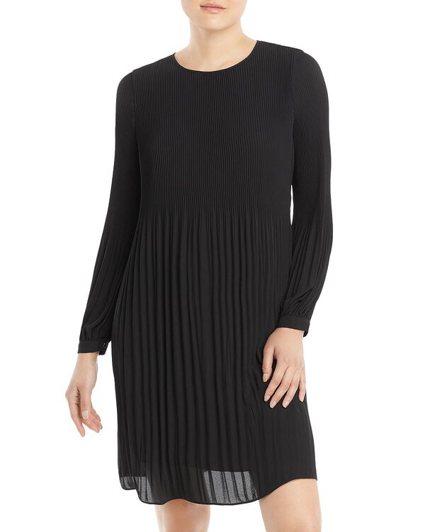 ティー・タハリ レディース トップス 衣装 ジョーゼット 筋目 Tahari Georgette Micro Pleated Flare Dress Black 黒いこと
