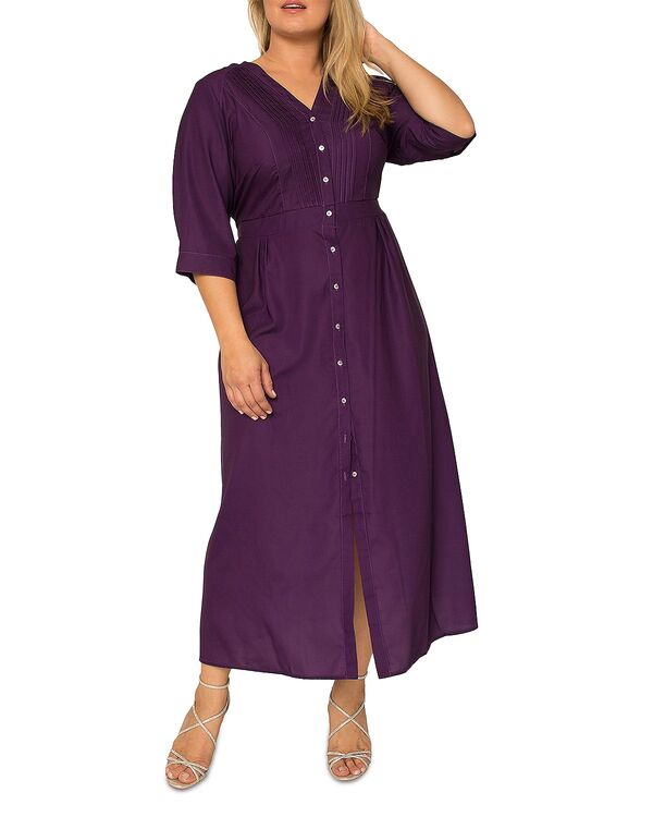 スタンダーズ アンド プラクティス レディース トップス ワンピース シャツ マキシ standards & practices Maxi Shirt Dress Deepurple パープル
