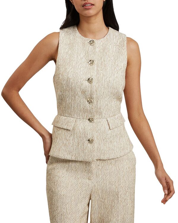 テッドベーカー レディース アウター 厚地の外套 Ted Baker Vulpaw Boucle Waistcoat Ivory 象牙色