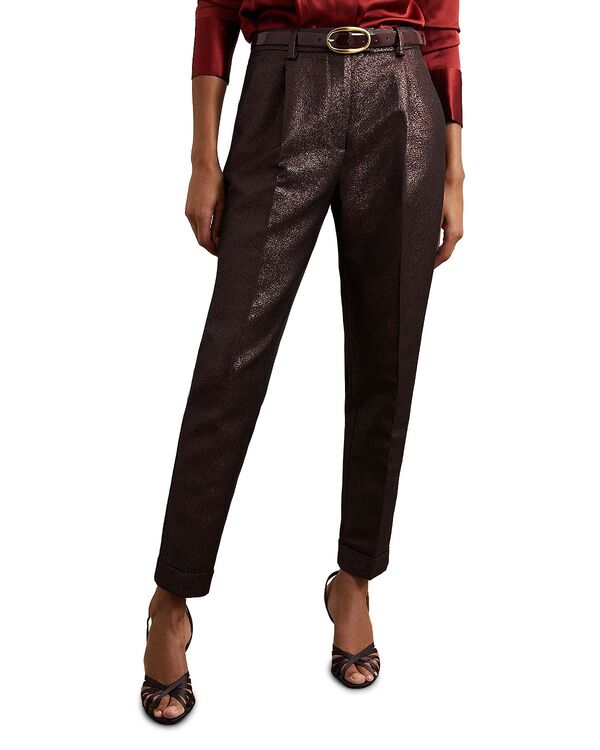レイス レディース ボトムス カジュアルパンツ REISSienna Sparkle Tapered Leg Pants Burgundy バーガンディ