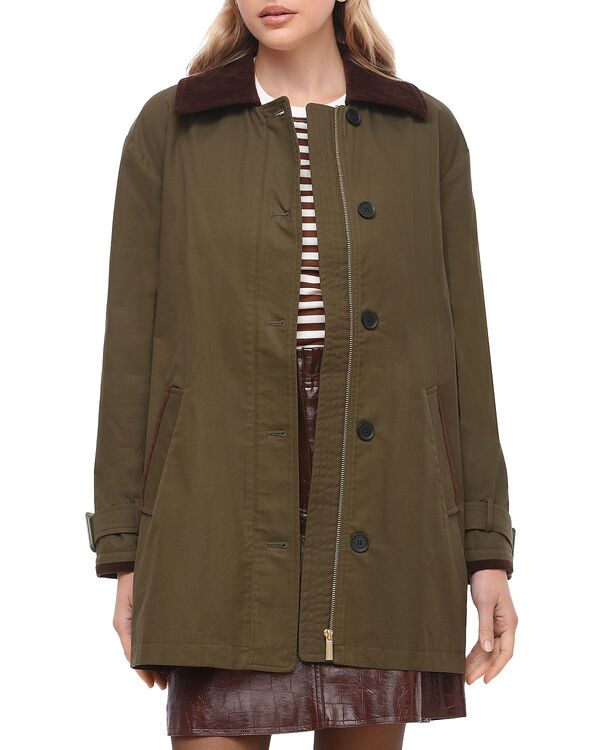 バガテル レディース アウター 上衣・上衣 対比 Bagatelle Contrast Collar Jacket Olive オリーブ レディースファッション-コート・ジャケット